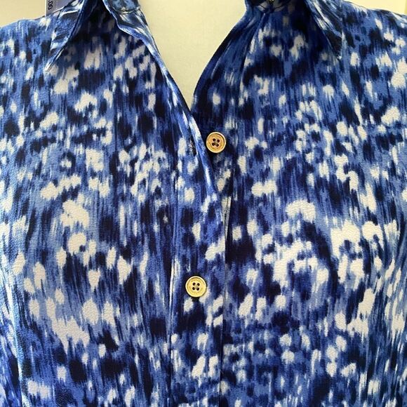 NWT Michael Michael Kors Abstract Blue Sleeveless Tunic Top | Size M | Chic - Picture 4 of 9